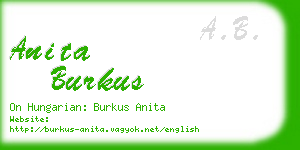 anita burkus business card